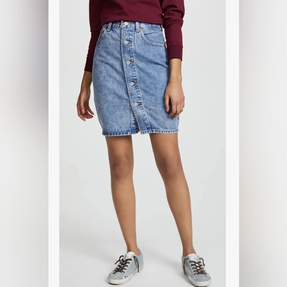 Levi's Denim Button Thru Mom Skirt - Picture 9 of 16